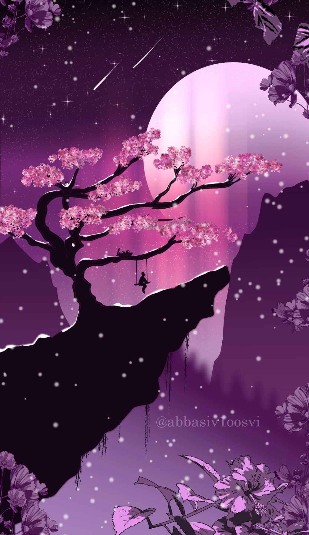 1020x1764 sakura nigth sky