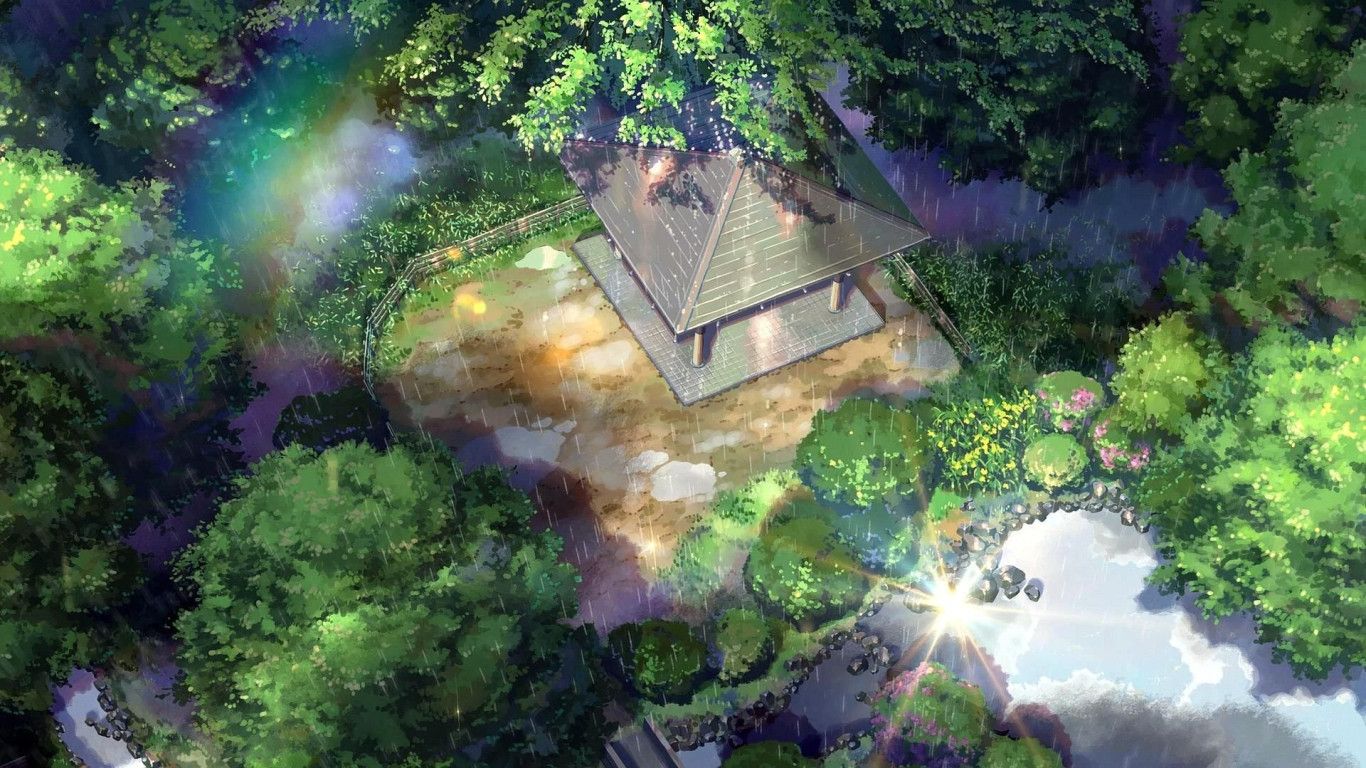 1366x768 Garden Anime Wallpaper HD 109677