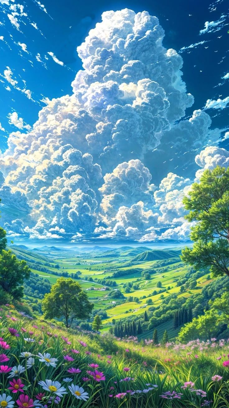 736x1313 Anime nature scenery. Anime view nature, Anime nature aesthetic wallpaper, Scenery wallpaper