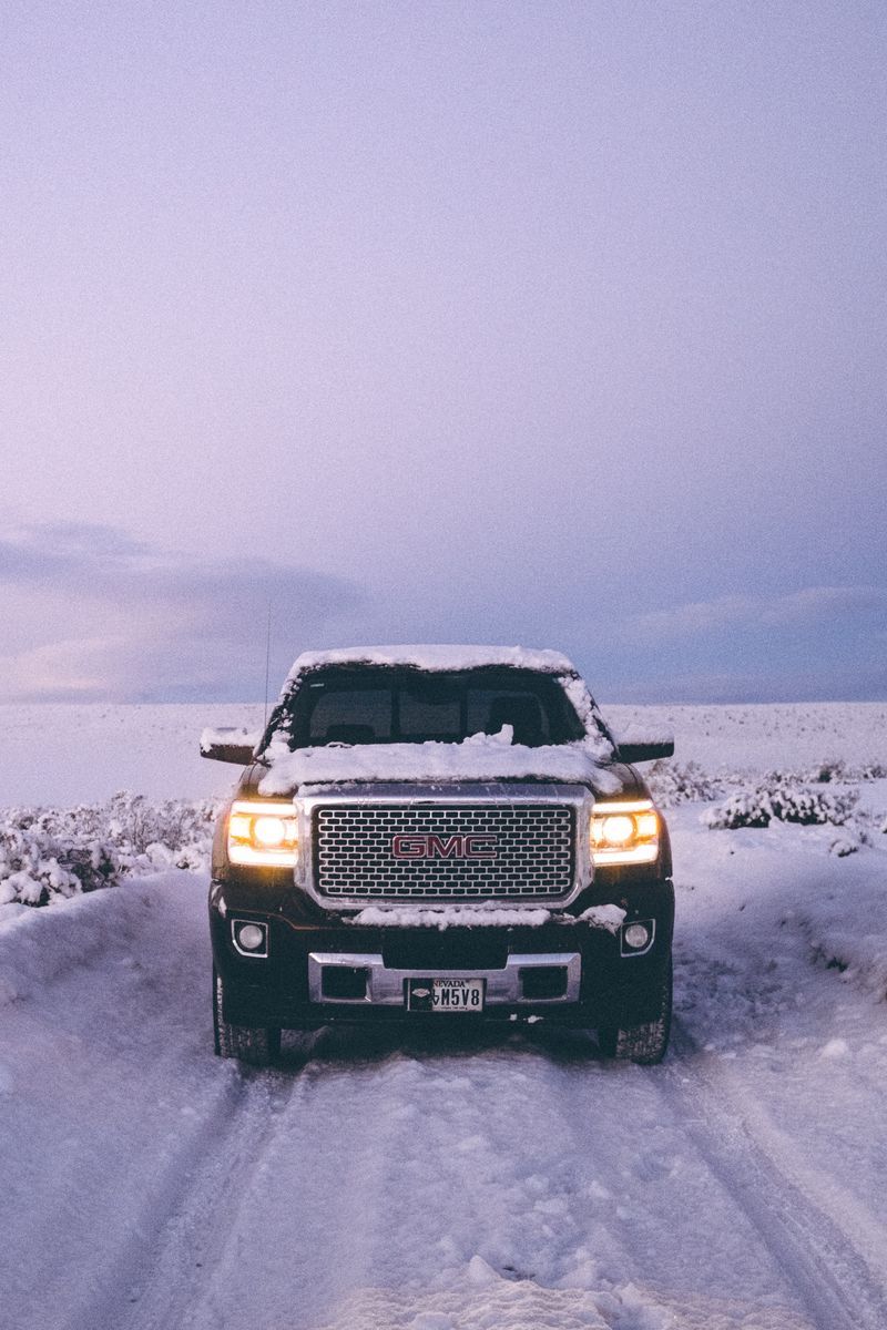 800x1200 Download Wallpaper 800x1200 Gmc Sierra, Gmc, Pickup, Suv, Black, Front View, Snow, Winter, Offroad Iphone 4s 4 For Parallax HD Background