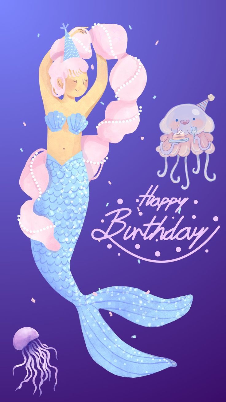 736x1308 Mermaid Birthday theme wallpaper