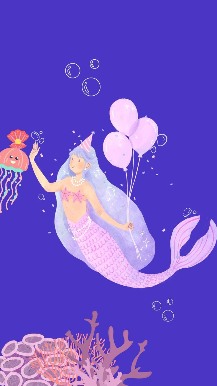 736x1308 Mermaid Theme Wallpaper. Lavender mermaid background, Mermaid birthday wallpaper, Cute purple mermaid wallpaper