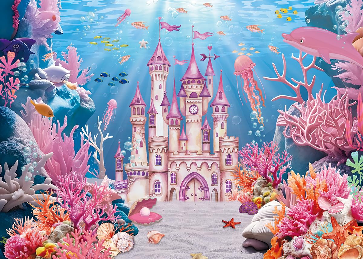 1200x857 Amazon.com : Under The Sea Backdrop Summer Underwater World Wonderland Castle Coral Shell Mermaid Ocean Theme Photography Background Girls Princess Baby Shower Birthday Party Decorations Photo Props (7x5FT)