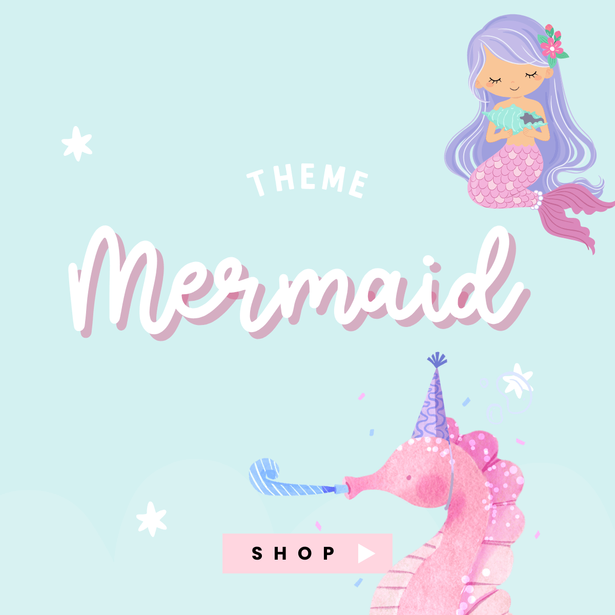 1200x1200 Mermaid Party Paper Goods Gifting Officers