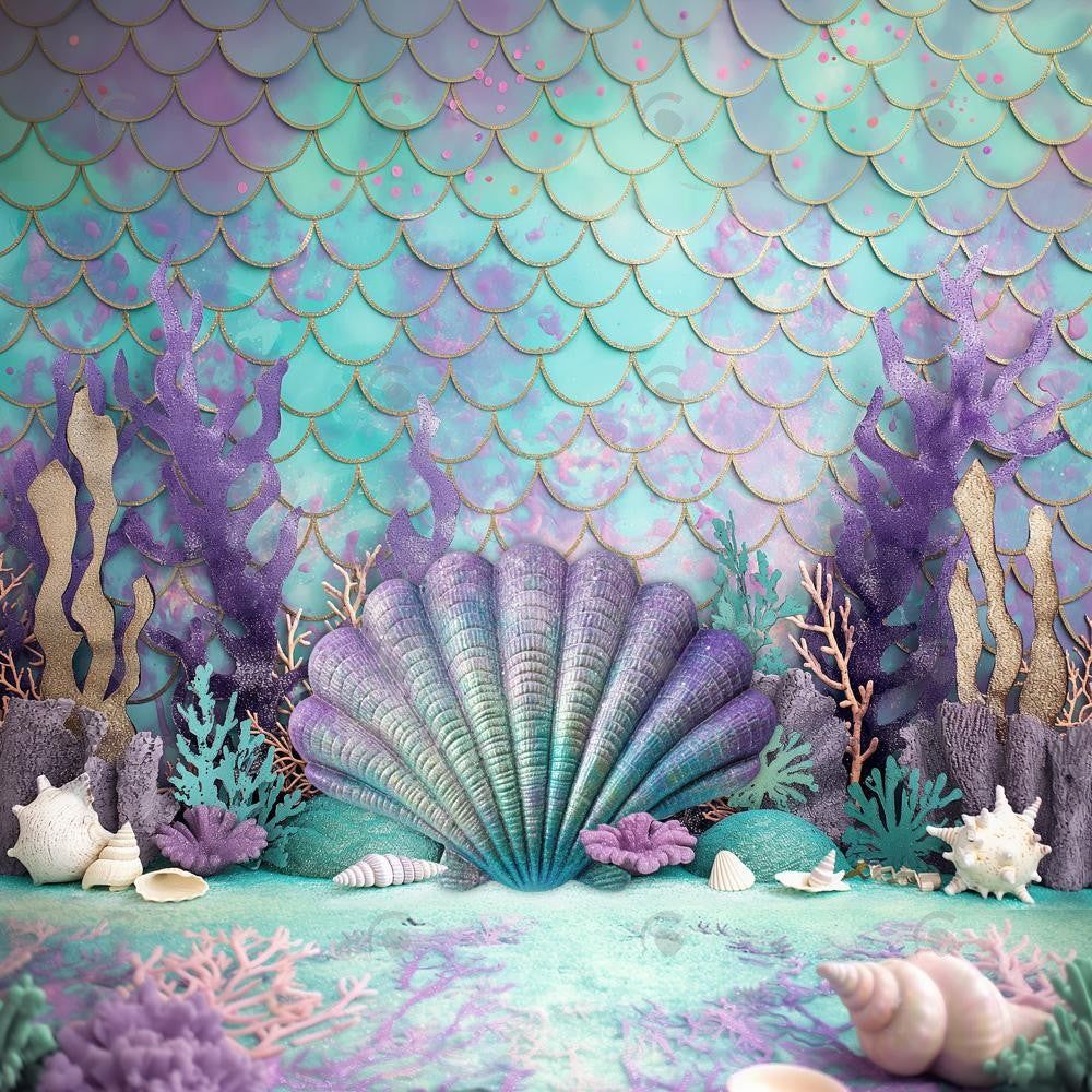 1000x1000 Allenjoy Mermaid Cake Smash Photography Backdrop GBSX 00087 8x6ft (2.4x1.8m) / Pro Polyester