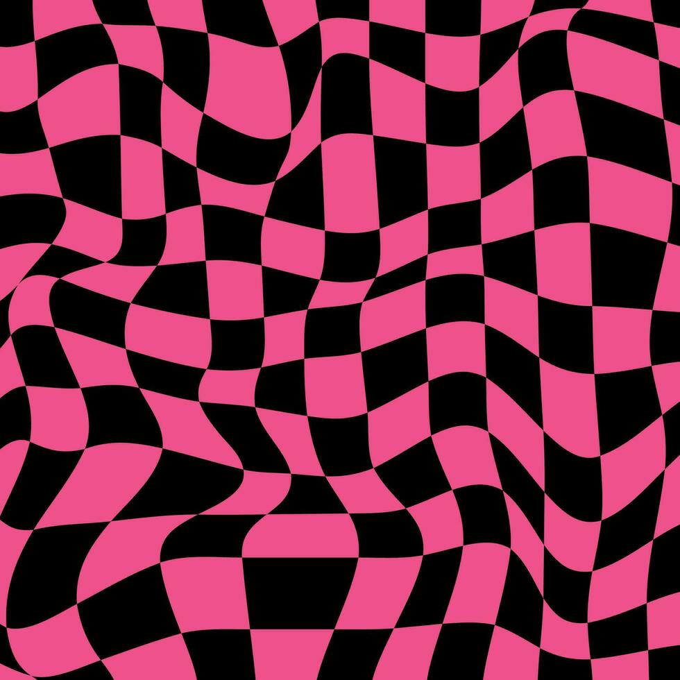980x980 Glamour Pink Trendy Y2k Background. Checkered Chessboard Wavy Mesh Black and Pink 00s Aesthetic