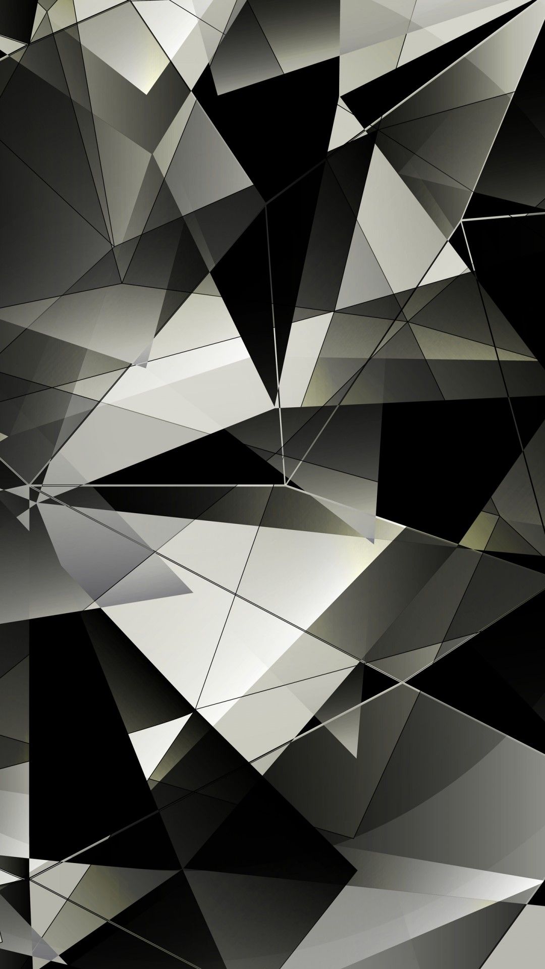 1080x1920 Black White Geometric Shapes Abstraction 4K 8K HD Abstract Wallpaper