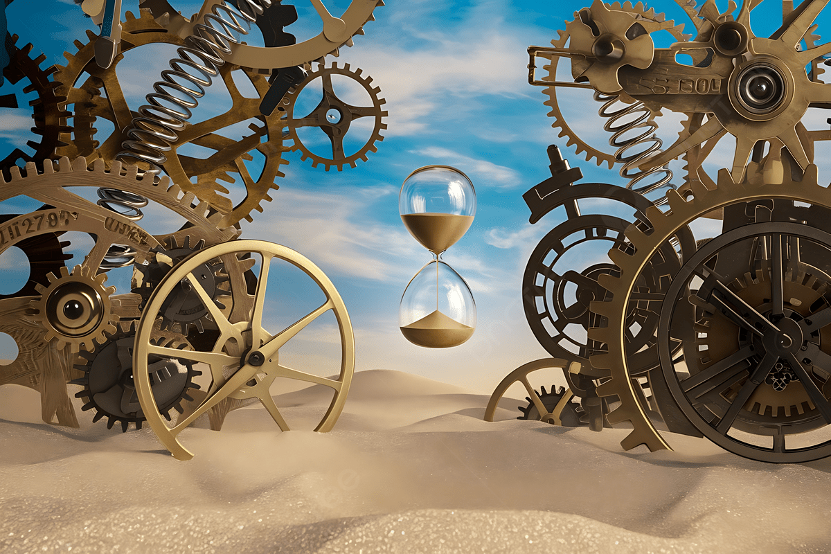 1200x800 Surreal World Of Golden Hourglasses And Clock Parts, Glowing Clockwork Dimension, Floating Hourglasses, Endless Gears Background Image And Wallpaper for Free Download