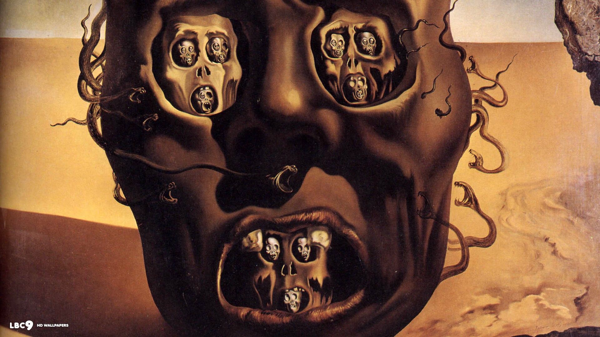 1920x1080 Salvador Dalí, Painting, Fantasy Art, Skull, War, Clocks, Time, Surreal Wallpaper HD / Desktop and Mobile Background