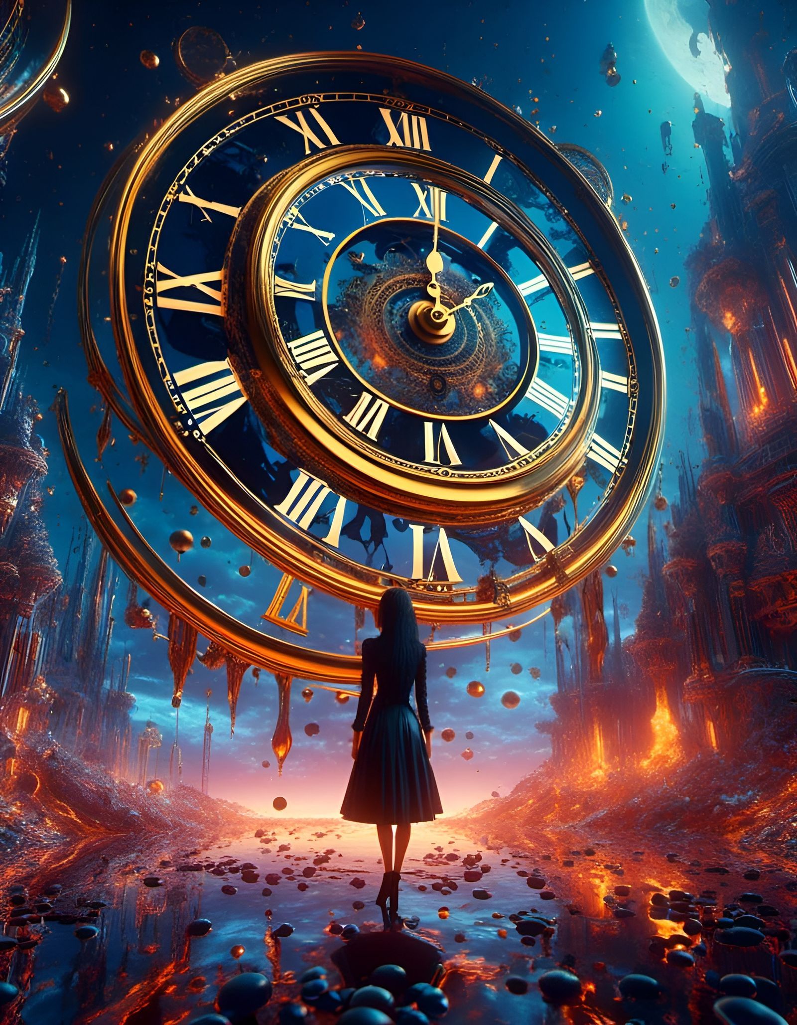 1600x2057 It's Time Melting Clock in a Dreamscape