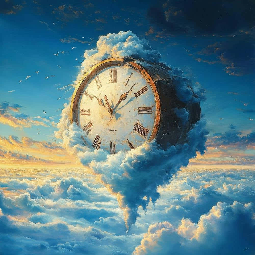1000x1000 Clock In The Clouds Art Art Print