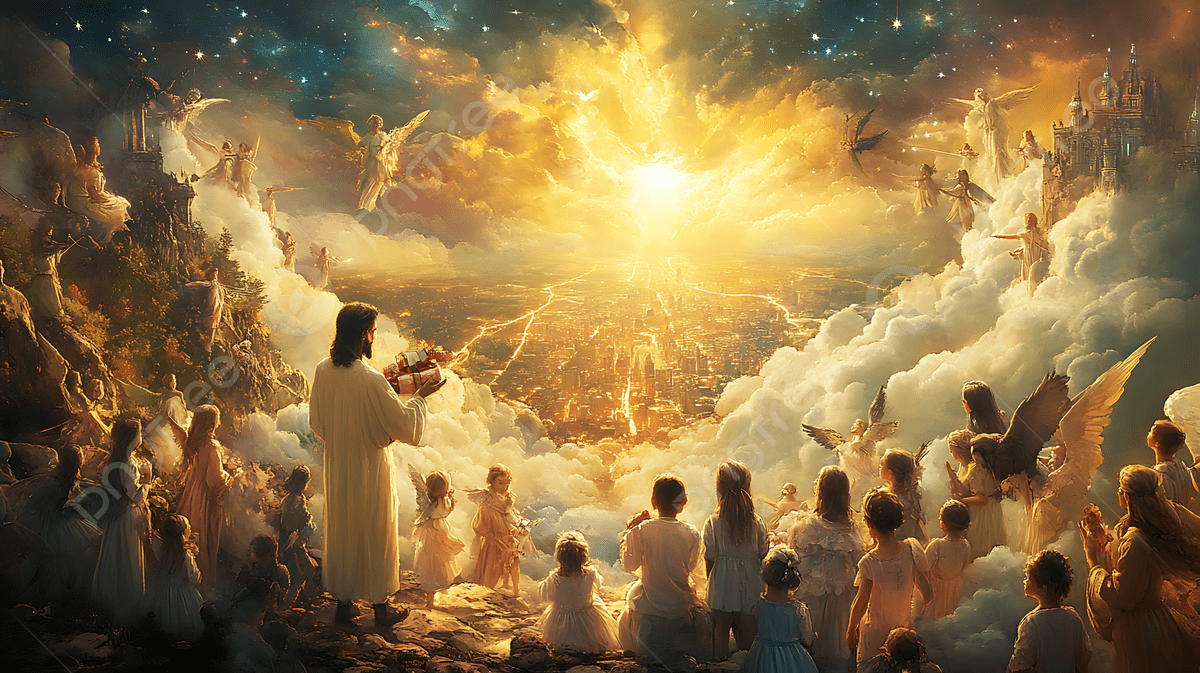 1200x673 Jesus With Angle On Heaven Celebrating Christmas Photo And Picture For Free Download
