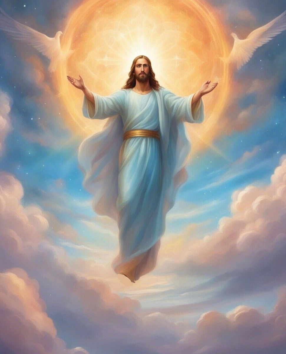971x1200 JESUS In The Clouds With Sunburst & Doves In Heaven 8 1 2x11 ULTRA PREMIUM Print