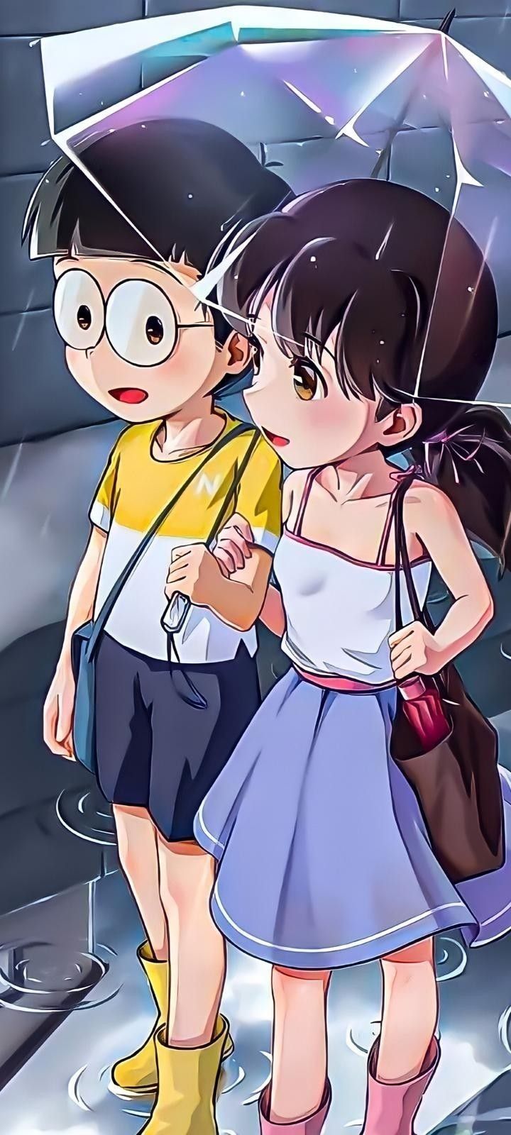 720x1600 Anime wallpaper. Anime scenery, Cute cartoon couples wallpaper, Doraemon and nobita friendship wallpaper