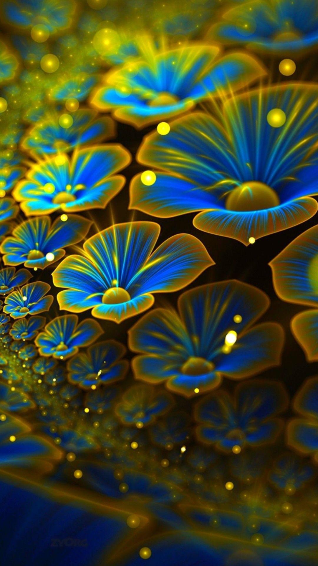 1080x1920 Wallpaper abstract, flowers, 4k, 5k, android wallpaper, blue