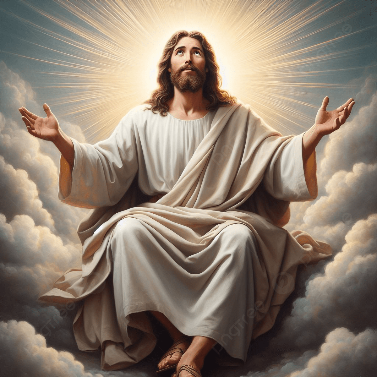 1200x1200 Jesus Christ In Cloud Heaven Background, Jesus, Cloud Background, Heaven Background Image And Wallpaper for Free Download