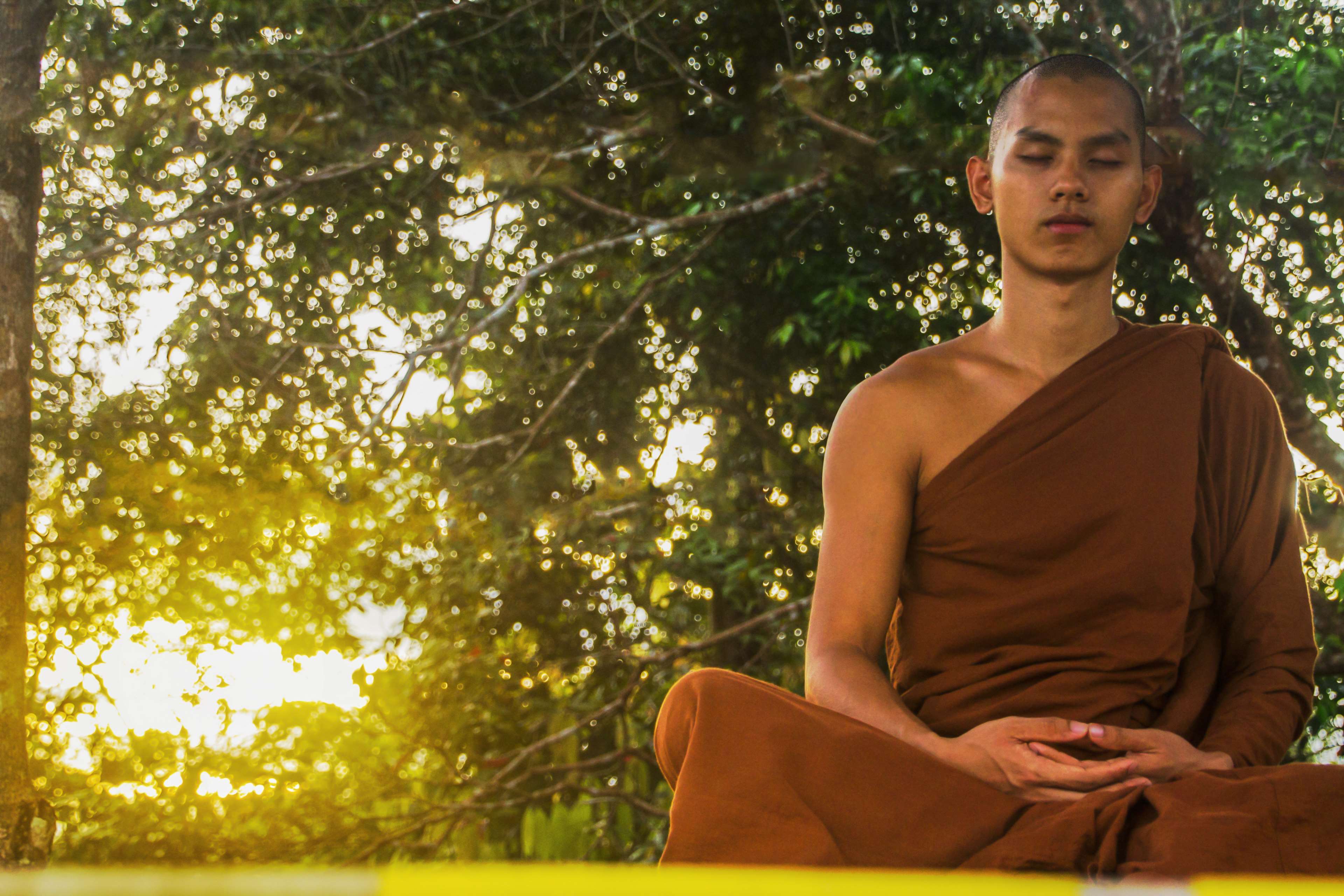 3840x2560 buddhism, dusk, meditate, meditating monk, meditation, monk
