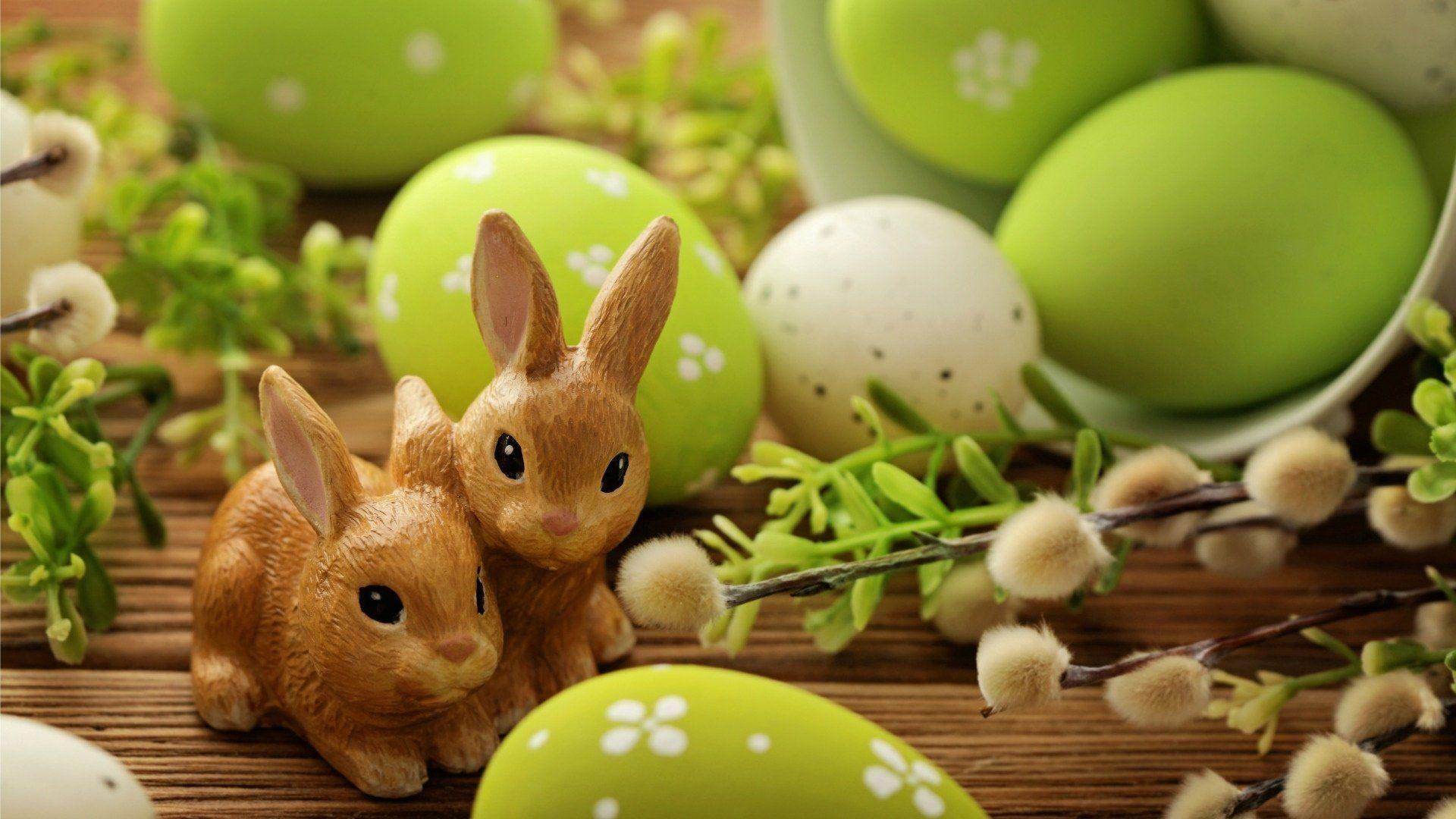 1920x1080 Easter Eggs and Bunnies HD Wallpaper