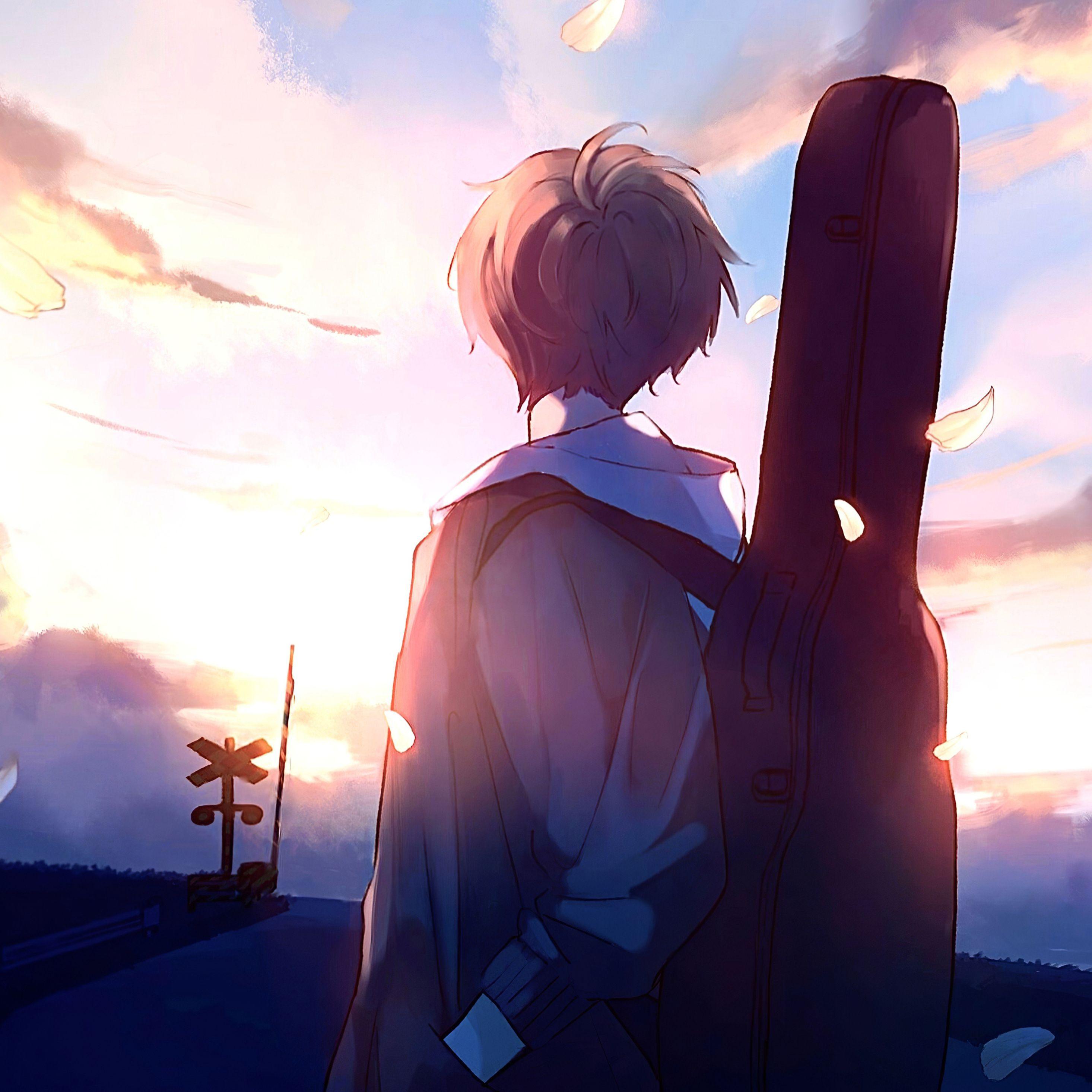 2932x2932 Anime Boy Guitar Painting iPad Pro Retina Display HD 4k