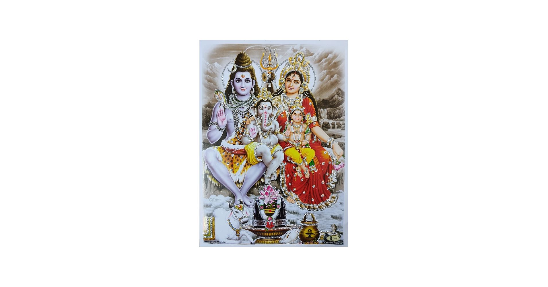 1910x1000 Crafts Of India Lord Shiva Family Poster Hindu God Picture With Glitter (Unframed : Size 5X7 Inches): Posters & Prints