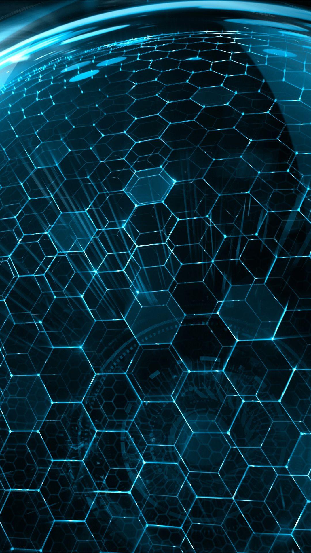 1080x1920 3D World Hexagon Art Blue Android wallpaper HD wallpaper