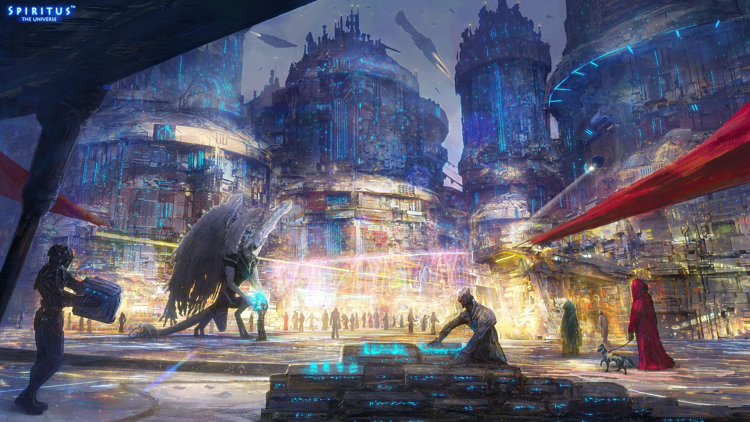 2560x1440 Scifi Market, HD Artist, 4k Wallpaper, Image, Background