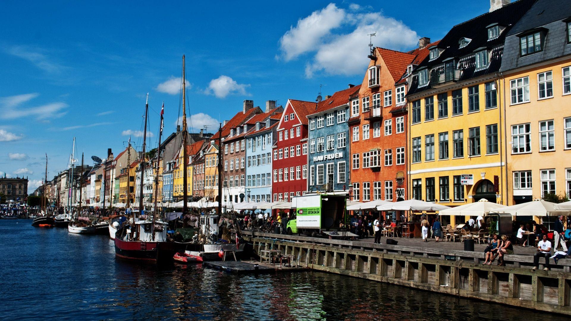 1920x1080 Denmark, boats, Copenhagen, water, market wallpaper