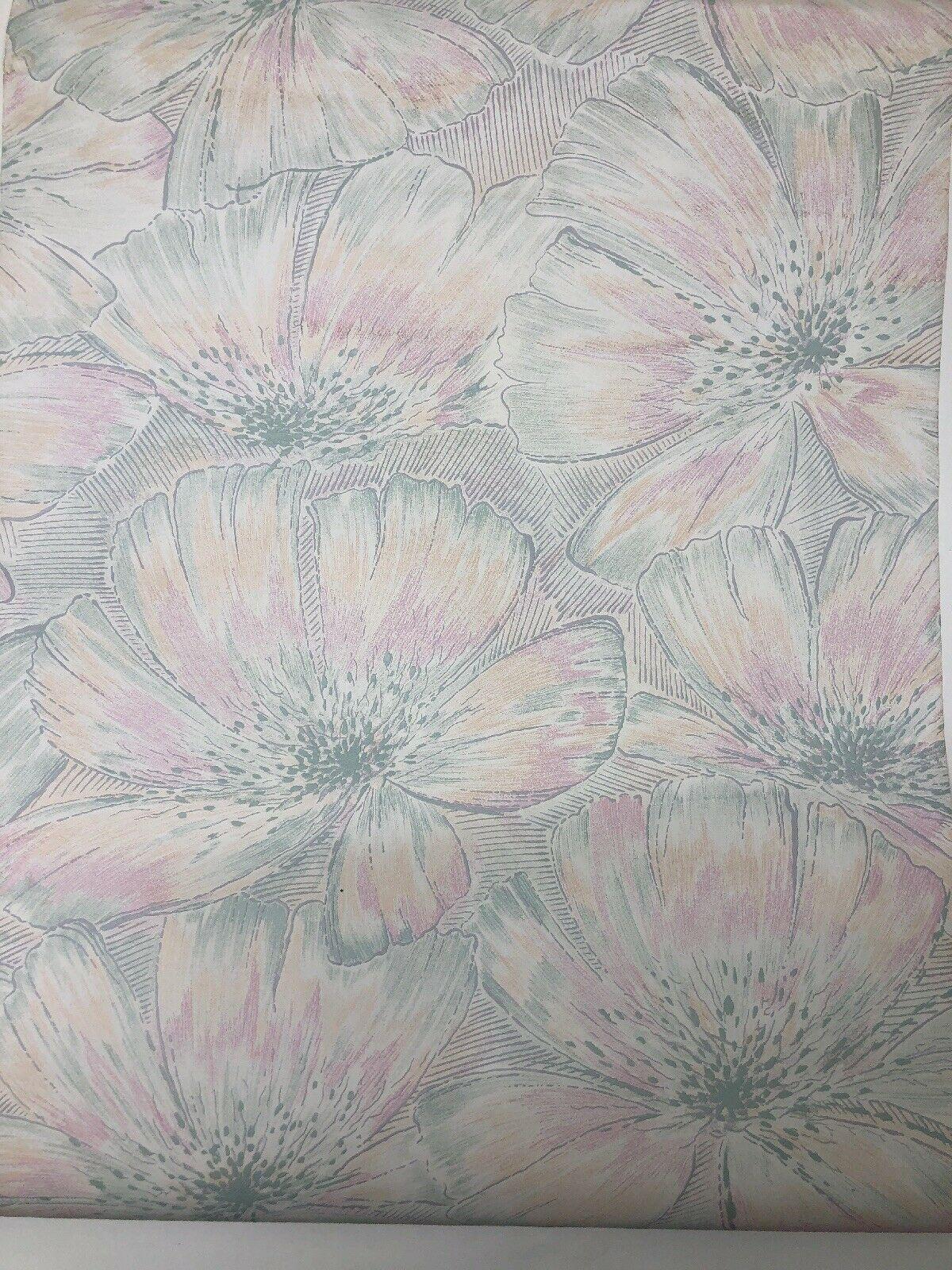 1200x1600 Vintage Embossed Pastel Pink Mint Gray Floral Chintz Wallpaper 4