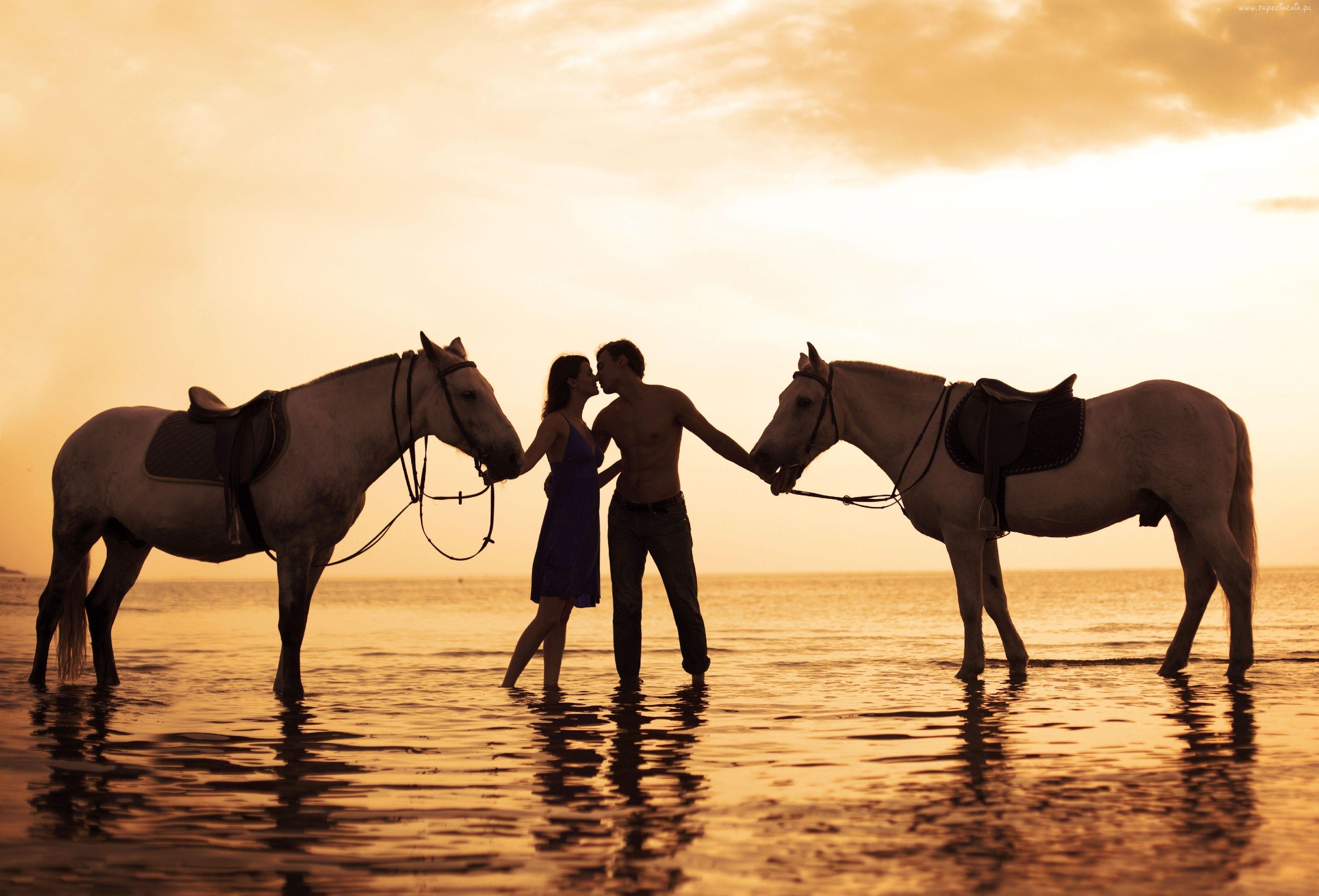 3840x2610 Couple With Horses On Beach 4k, HD Love, 4k Wallpaper, Image