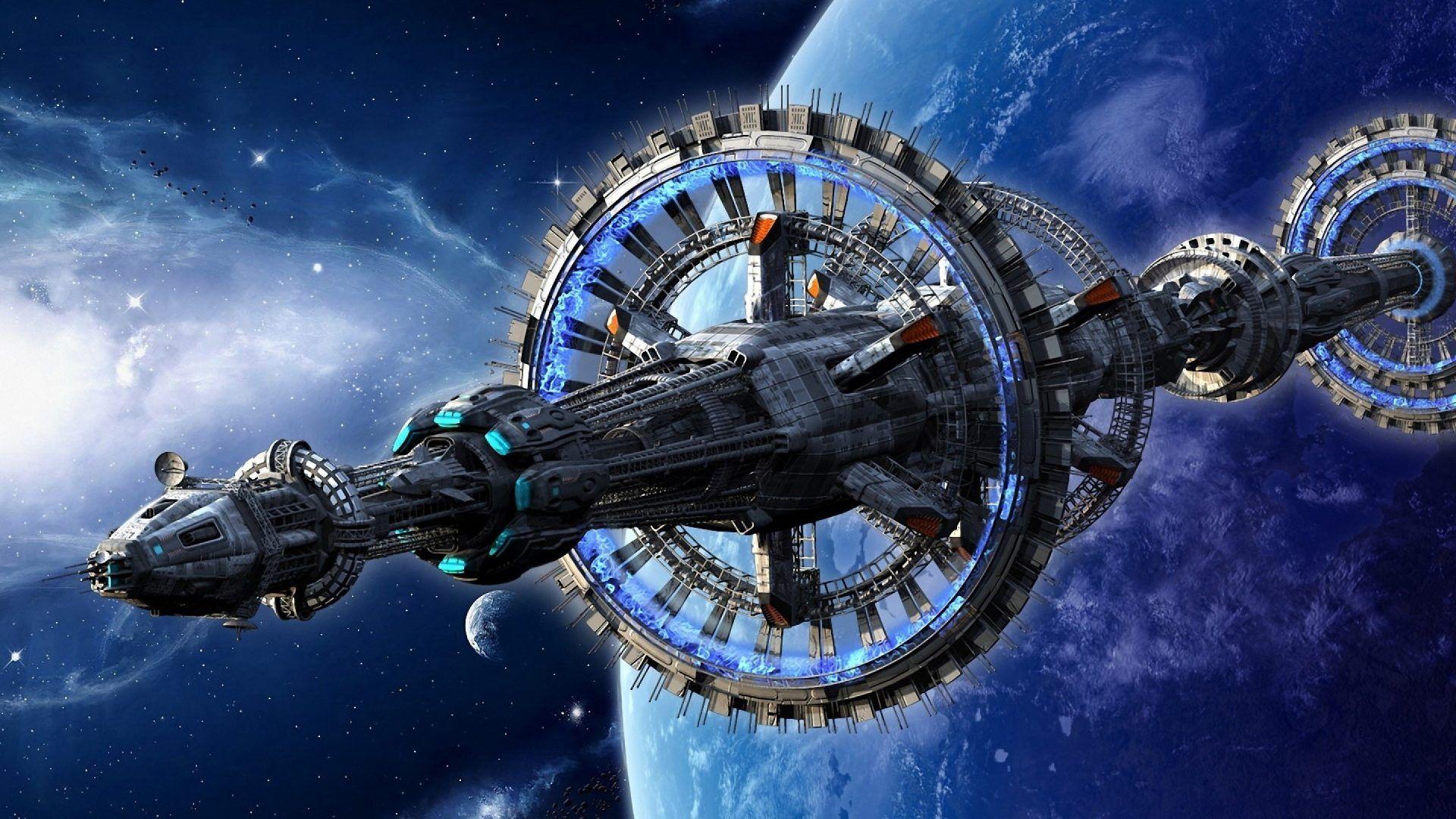 1920x1080 Spaceship Futuristic Space Digital Artwork HD Wallpaper