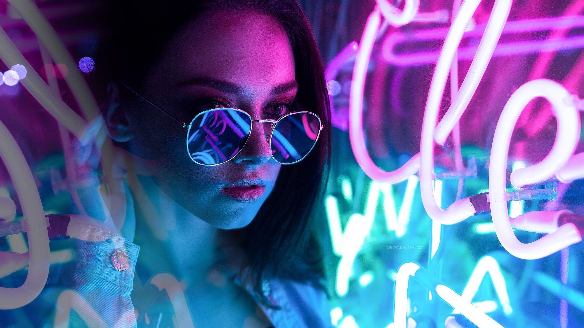 2000x1125 Lenar Abdrakhmanov #women #model #portrait #face women with shades
