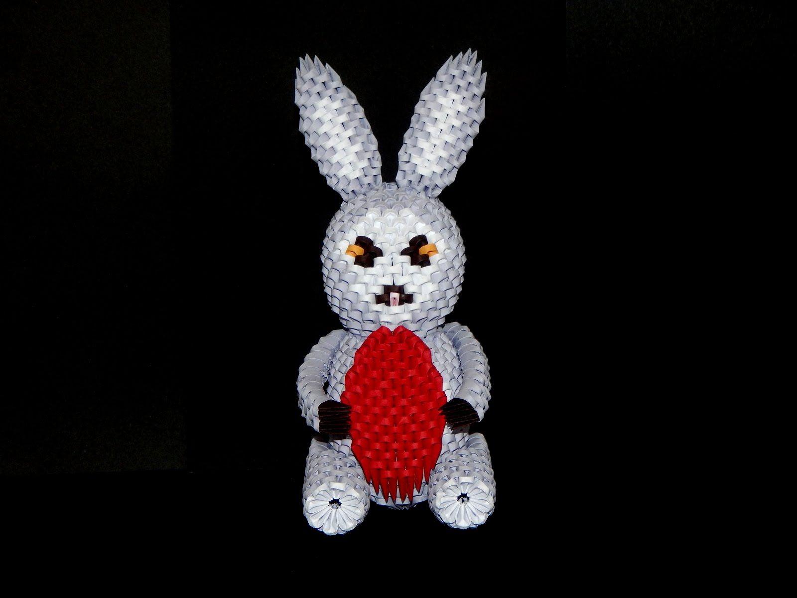 1600x1200 3D origami Easter Bunny tutorial part1