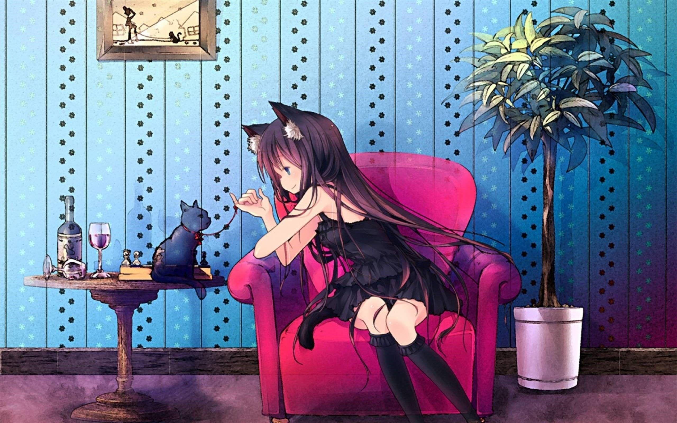 2560x1600 Neko Anime Girl Wallpaper