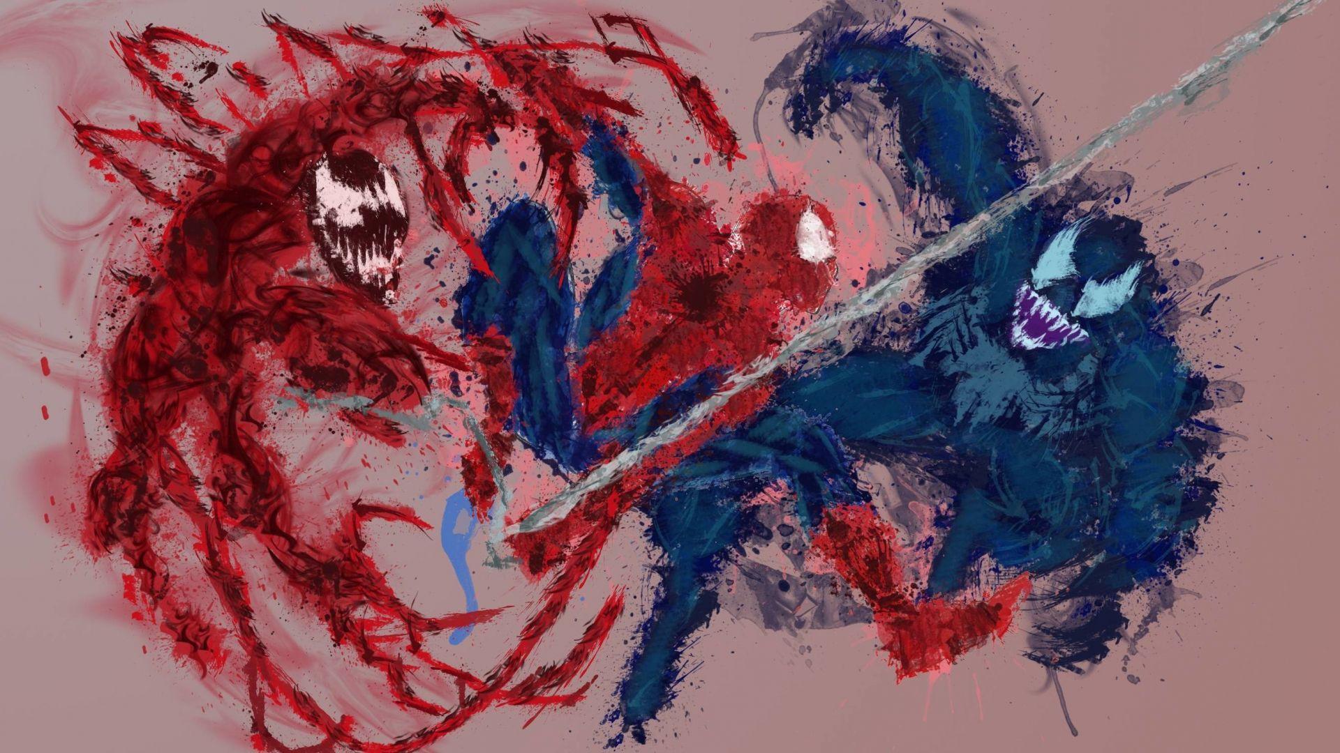 1920x1080 Download 1920x1080 wallpaper spidey, venom and carnage, artwork