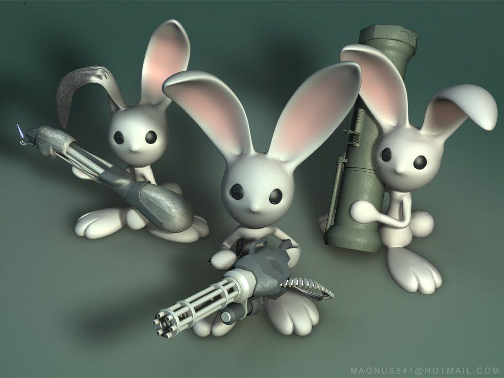 1024x768 Armed Bunnies by evilhomer145. Wallpaper & PC