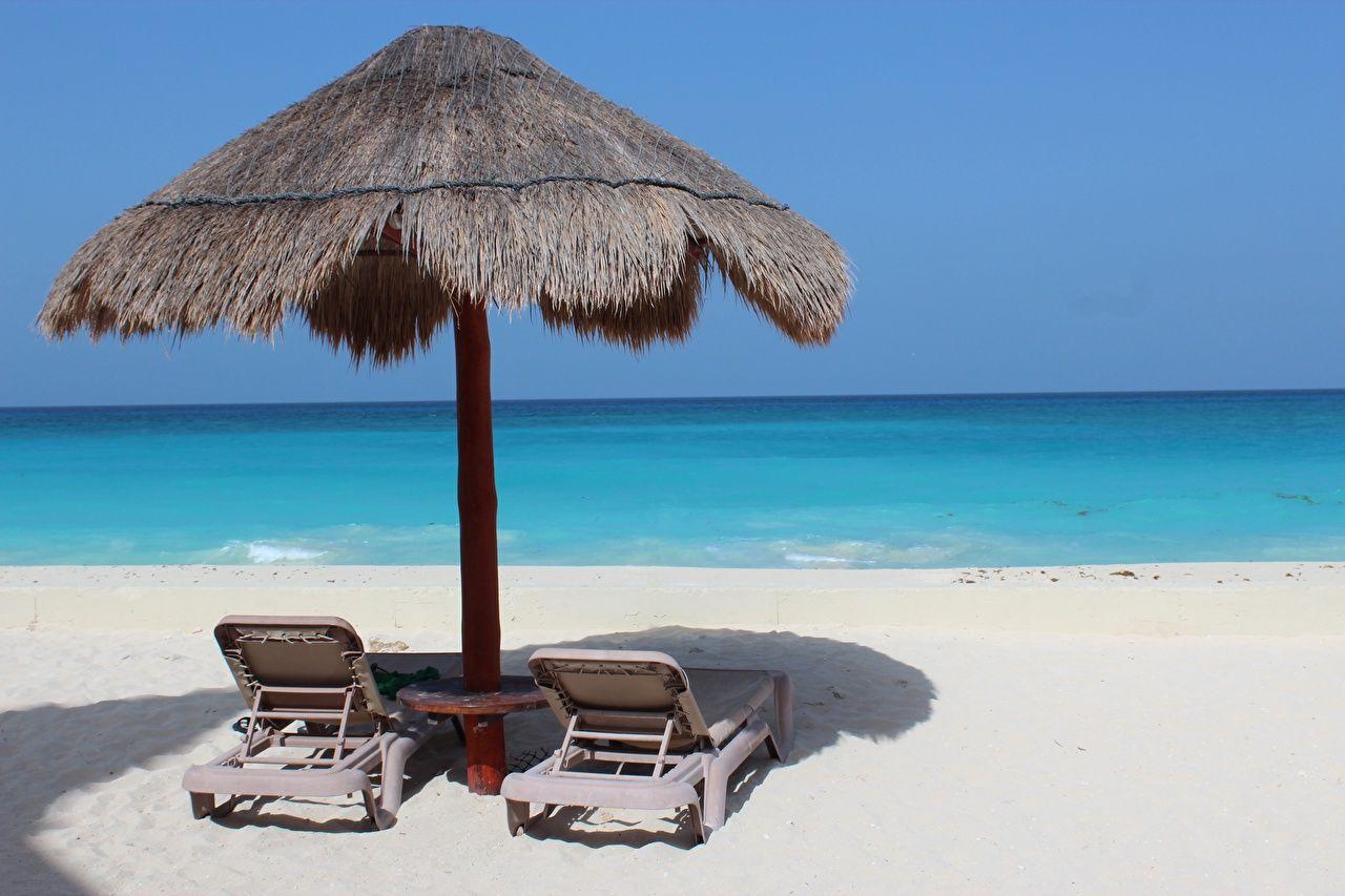 1280x853 Desktop Wallpaper Mexico Cancun Beach Sea Nature Sand Sunlounger