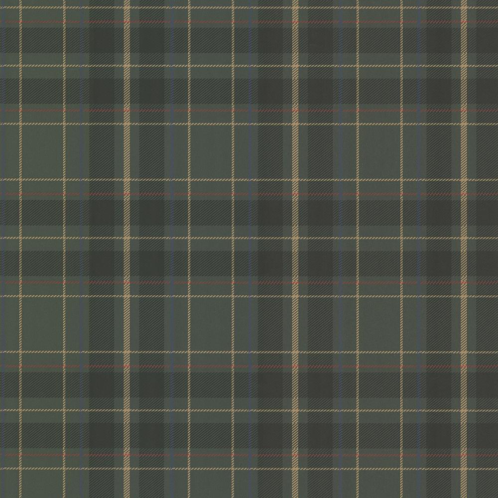 1000x1000 Beacon House 56.4 sq. ft. Caledonia Dark Green Plaid Wallpaper