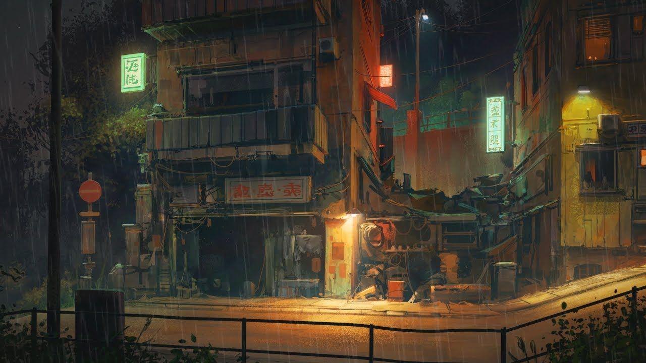 1280x720 RAINING IN ＯＳＡＫＡ (Lofi HipHop)