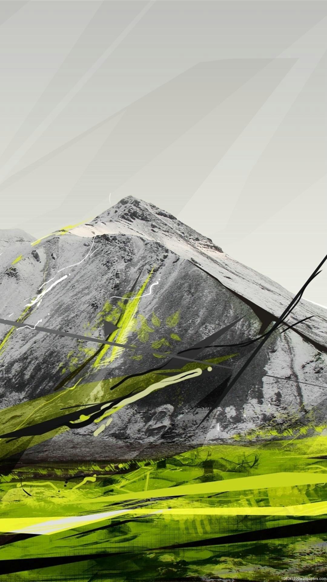 1080x1920 Mountain Sky Drawing Wallpaper HD