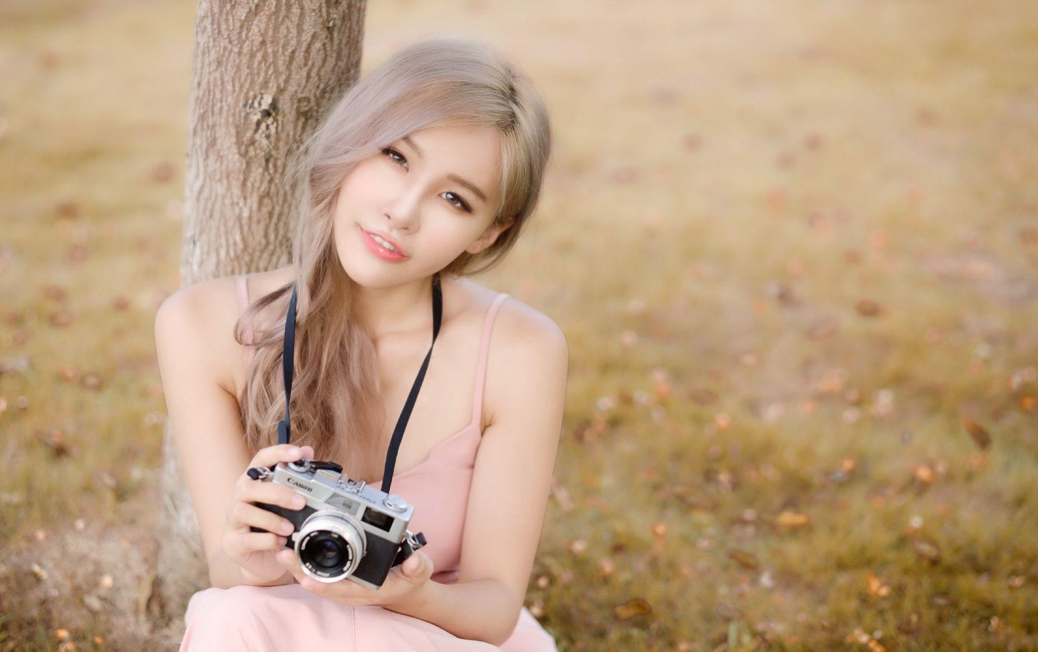 2048x1286 #model, #camera, #women, #Asian, #women outdoors