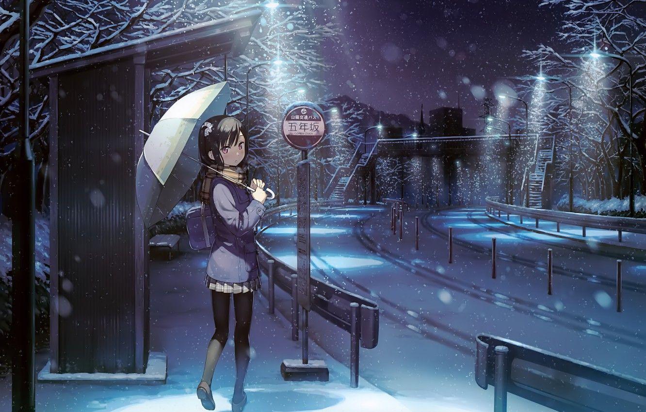 1332x850 Wallpaper Girl, Street, Umbrella, kantoku, shizuku image