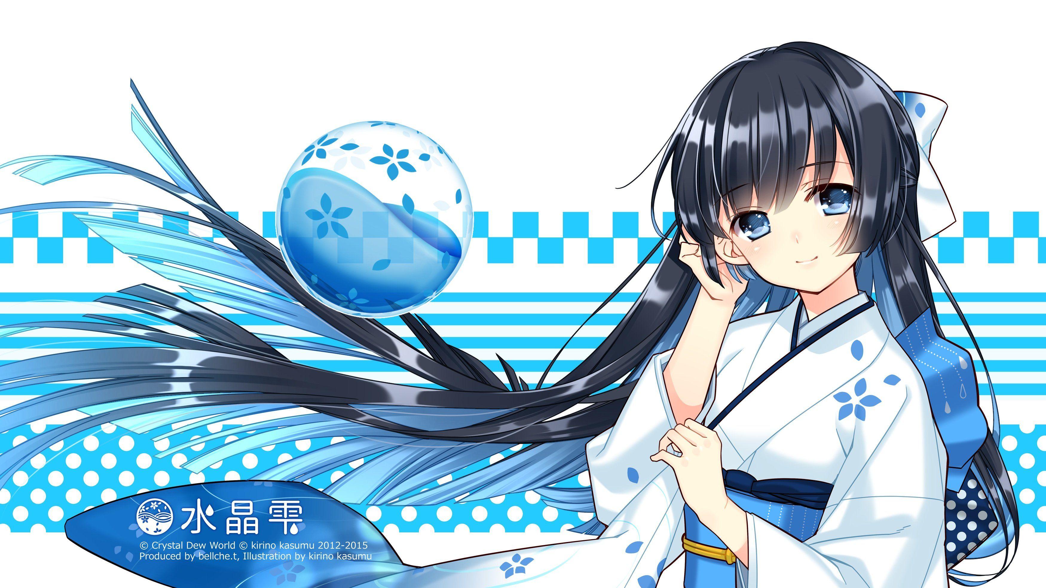 3500x1969 Black hair blue eyes japanese clothes kirino kasumu long hair