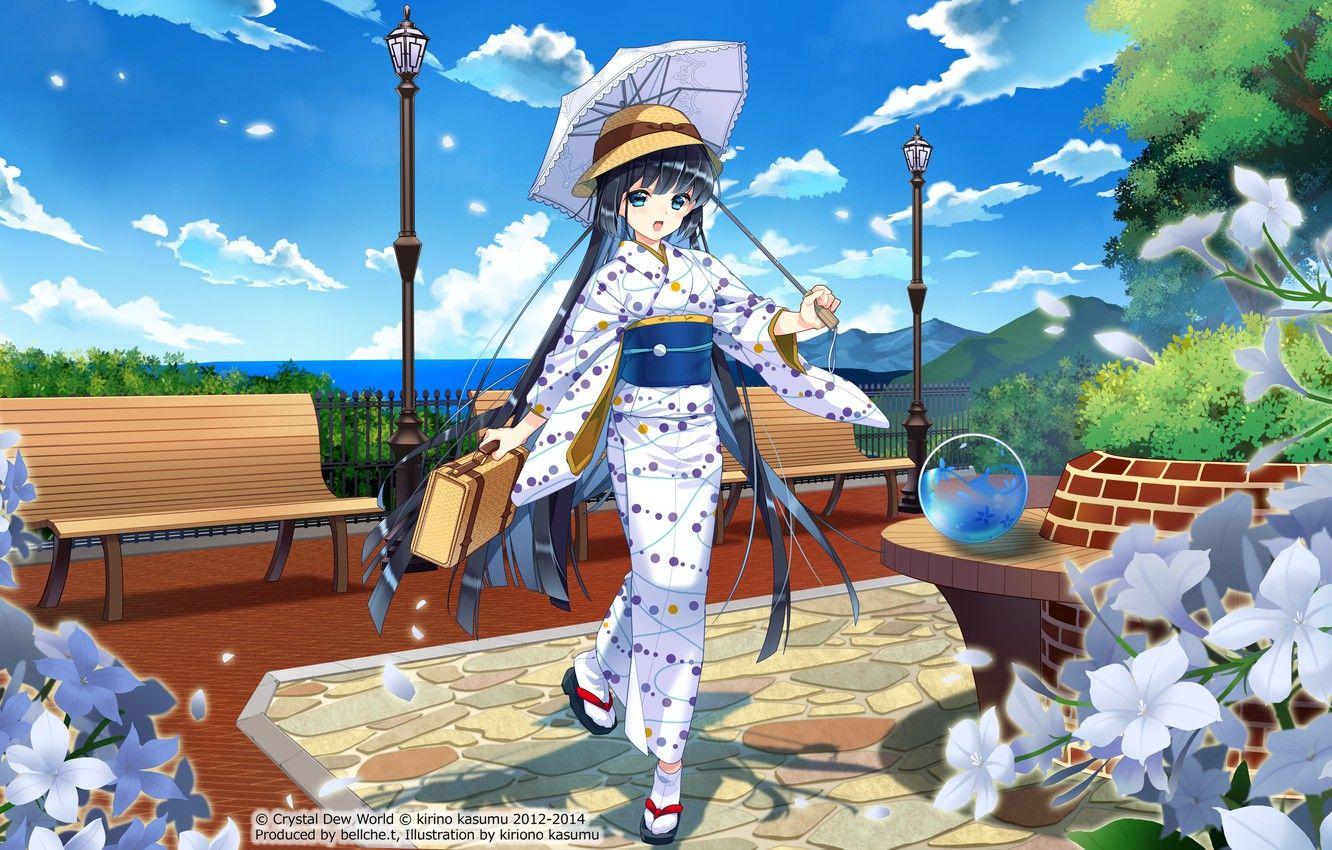 1332x850 Wallpaper anime, mascot, sine nomine you shizuku, crystal disc