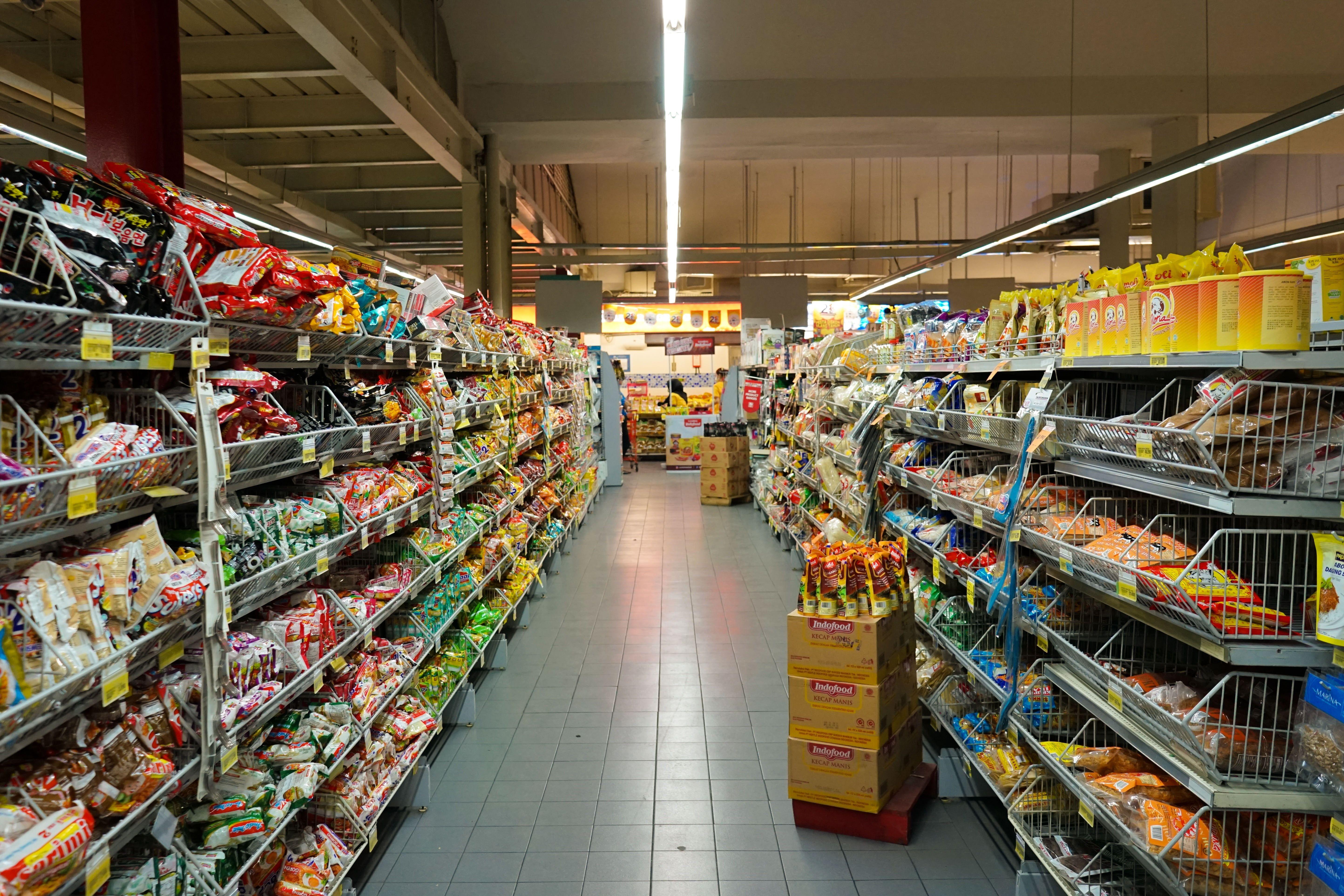 5773x3849 pile of grocery items photo