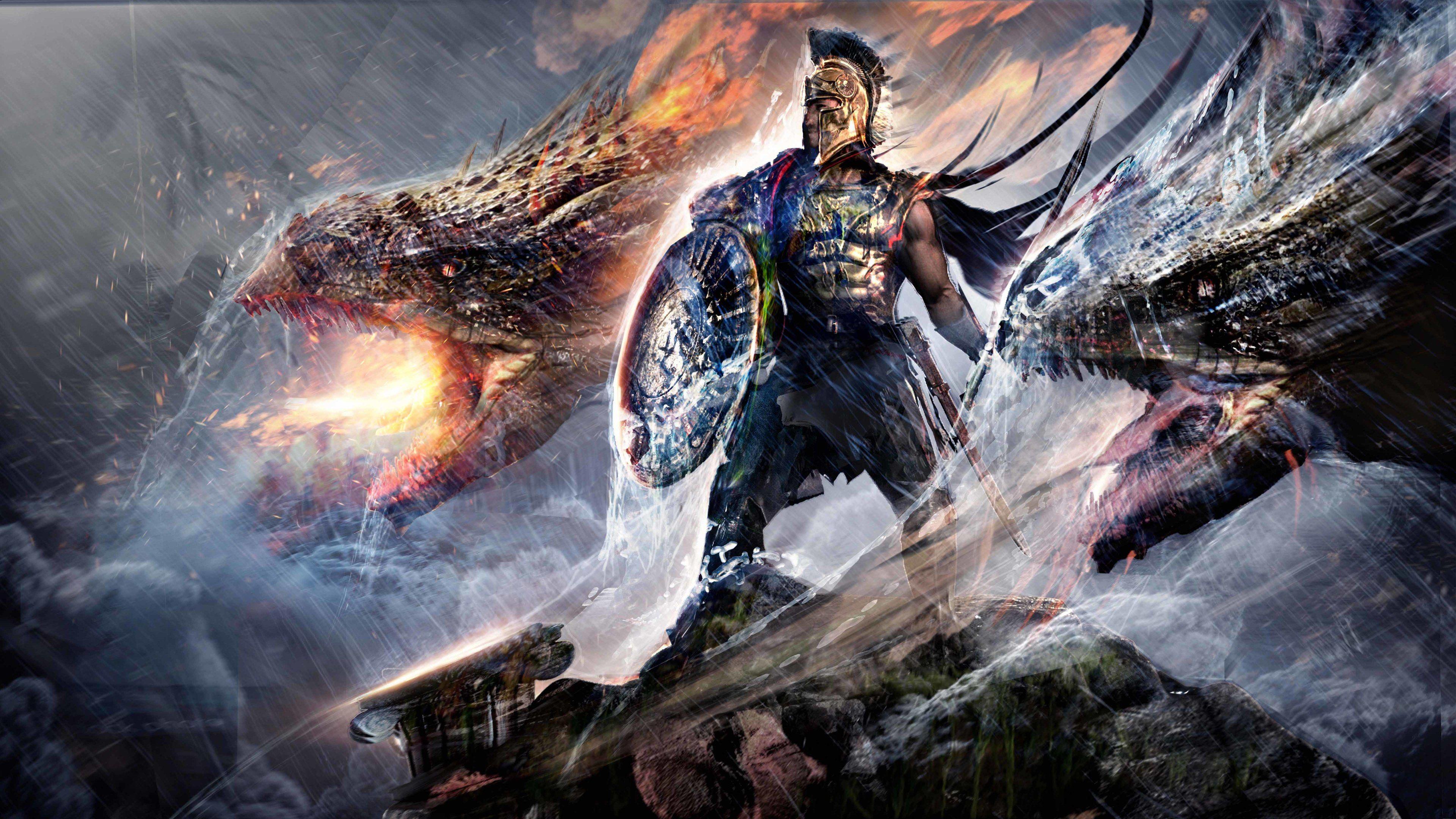 3840x2160 Spartan With Double Dragons 4k Spartan Wallpaper, Hd Wallpaper