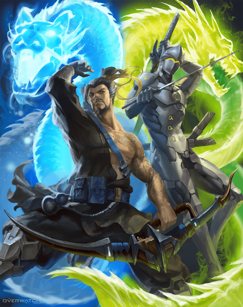 1000x1261 Overwatch： Double Dragon brothers, Chen Gang