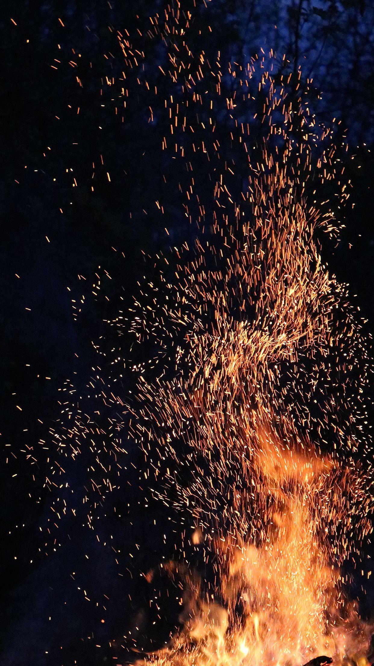 1242x2208 Nature Fire Camping Night Mountain