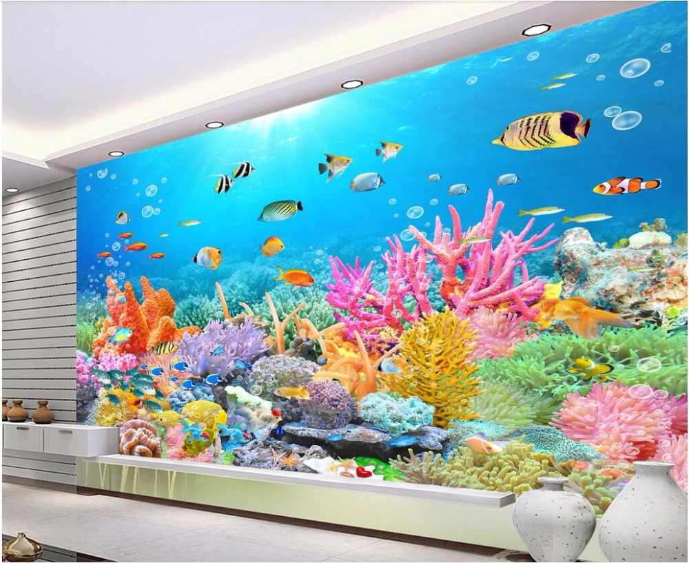 1000x817 3D room wallpaper custom photo HD underwater coral reef TV background decor 3D wall mural wallpaper for walls 3 d print fabric