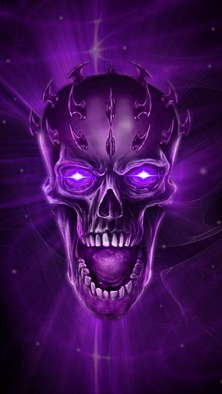 720x1280 Purple skull theme. #wallpaper. Skull artwork, Skull art drawing, Skull wallpaper