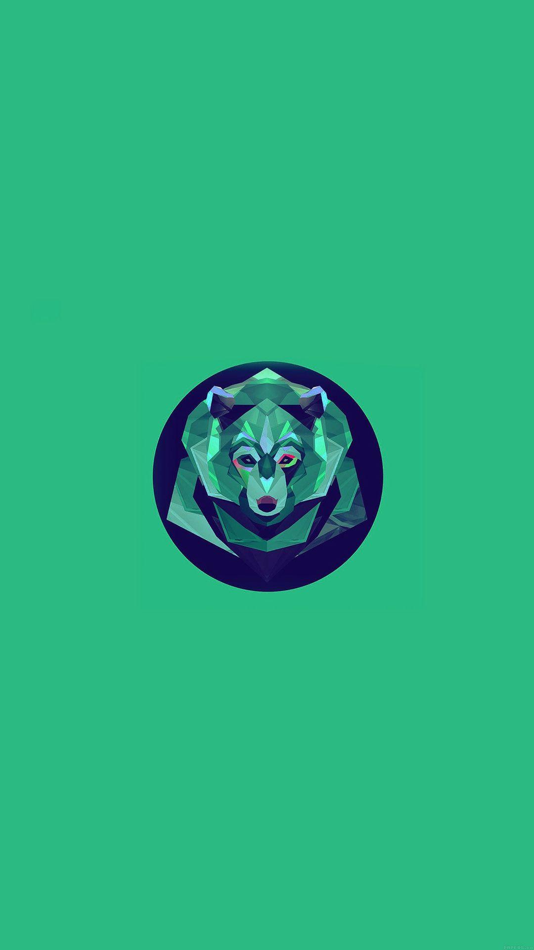 1080x1920 Bear Polygon Art Animal Green iPhone 8 Wallpaper. Polygon art